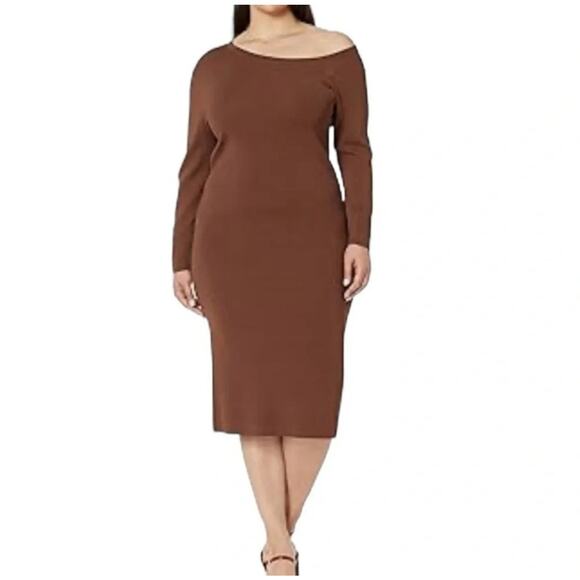 The Drop Women's Plus Size Giselle Asymmetric Neckline Midi Sweater Dress 2X - Picture 1 of 8